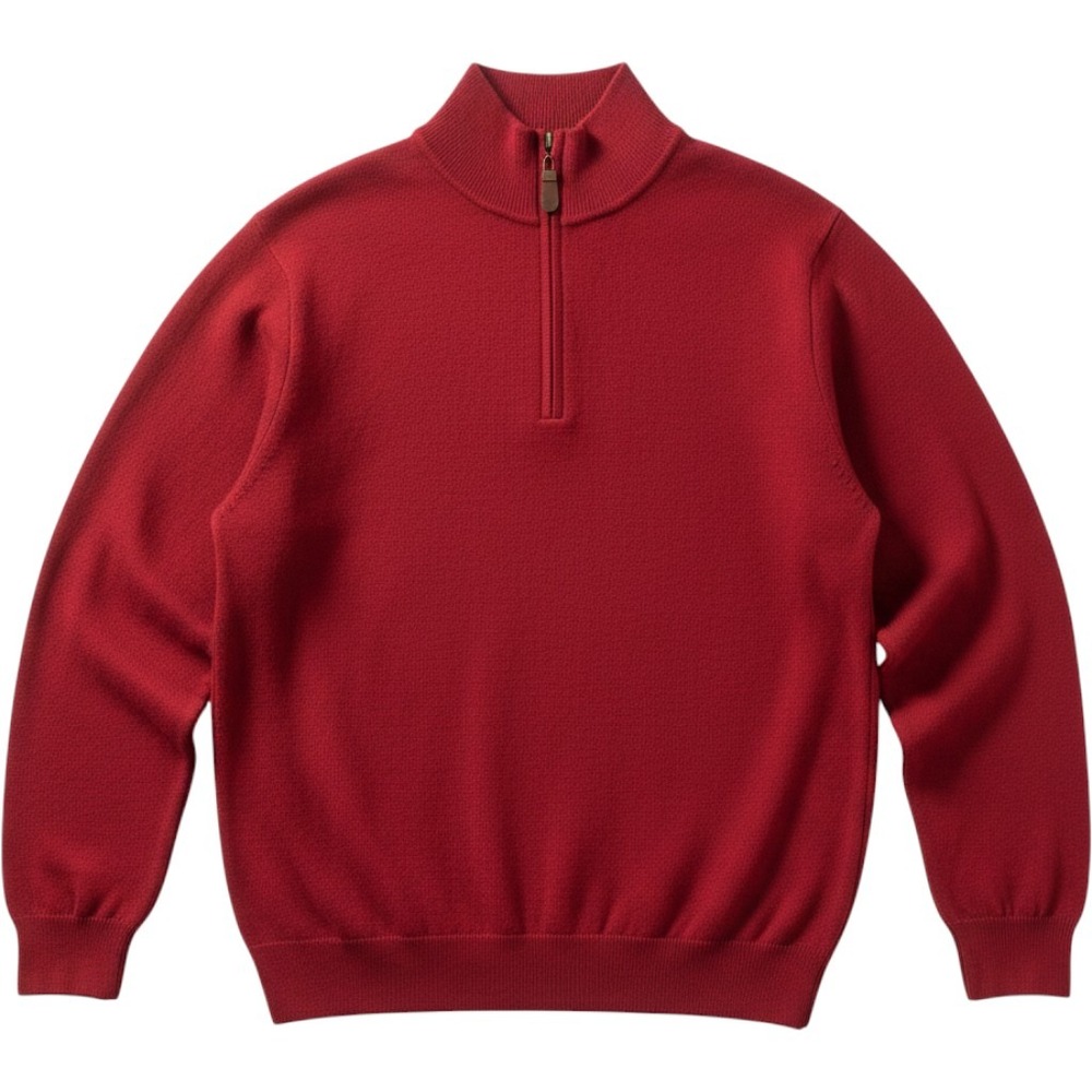 Orvis 1856 Mens XL Red 100% Merino Wool Quarter Zip Pullover Sweater